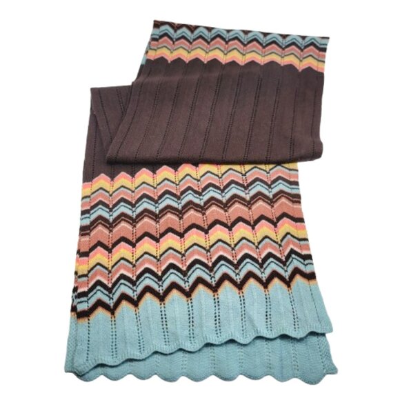 Missoni for Target Long Gloves and Scarf Set in Brown Pink Blue Chevron Stripes - Picture 3 of 11